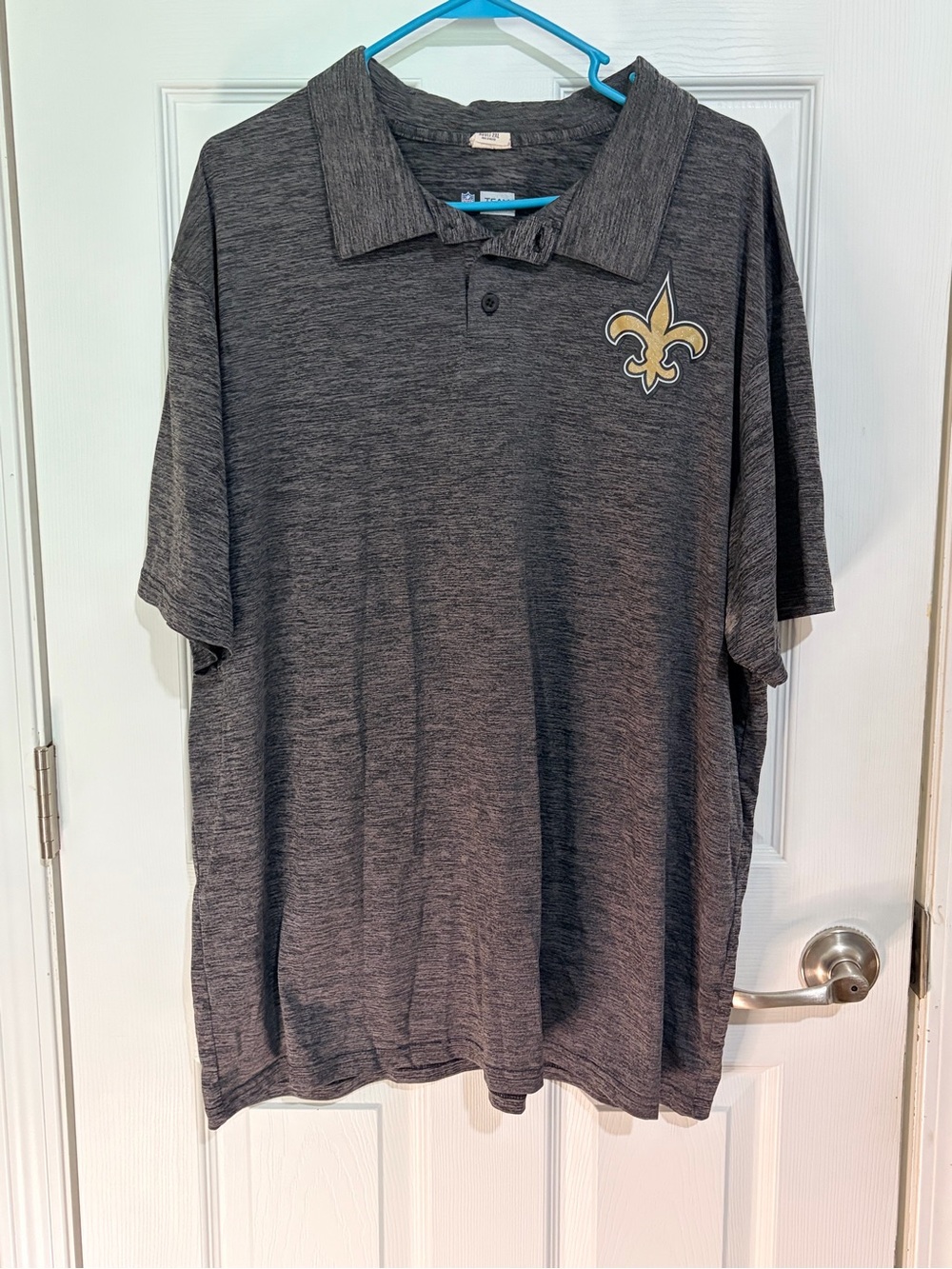 NFL Men's Gray Polo with Gold Fleur-de-lis Logo